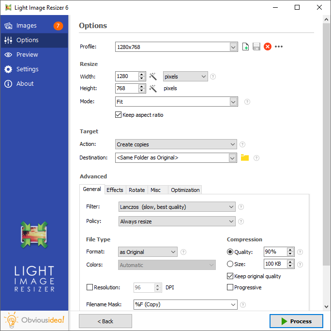 Click to view Light Image Resizer 6.1.0.0 screenshot
