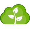 Green cloud with leafy plant icon