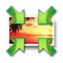 Green arrows directing towards sunset image