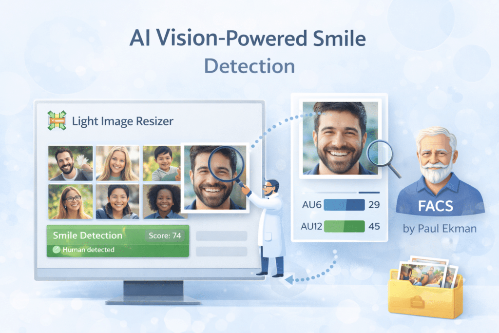 AI smile detection using image resizer technology.